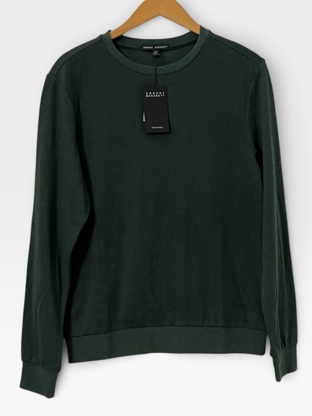 Robert Barakett Cavendish Waffle Thermal Sweater Green S NWT Minimalist